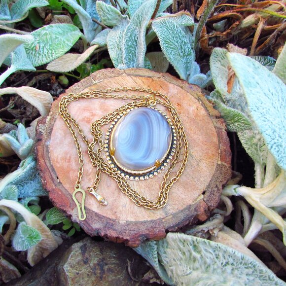 Vintage Natural Stone Brazilian Agate Necklace - Picture 2 of 5